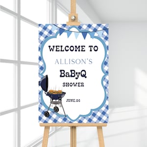 Editable BBQ Party Welcome Sign: Digital Baby Shower Poster & Printable Decor, BS184