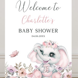Elephant Baby Shower Welcome Sign, Editable Baby Shower Sign, Baby ...