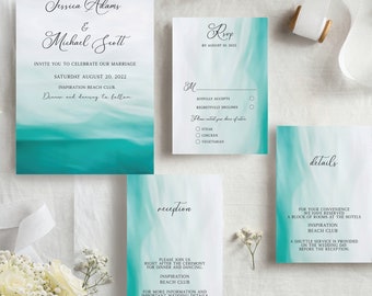 Beach Wedding Invitation, Editable Summer Invitation Digital Download