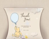 Printable Winnie The Pooh Baby Shower Gift Bag Template, Blue Baby Shower Decoration BS136