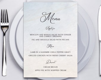 Beach Wedding Menu Template, Printable Template Digital Download, W159