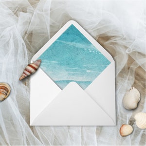 Beach Envelope Liner Template, Wedding Envelope Liner Instant Print
