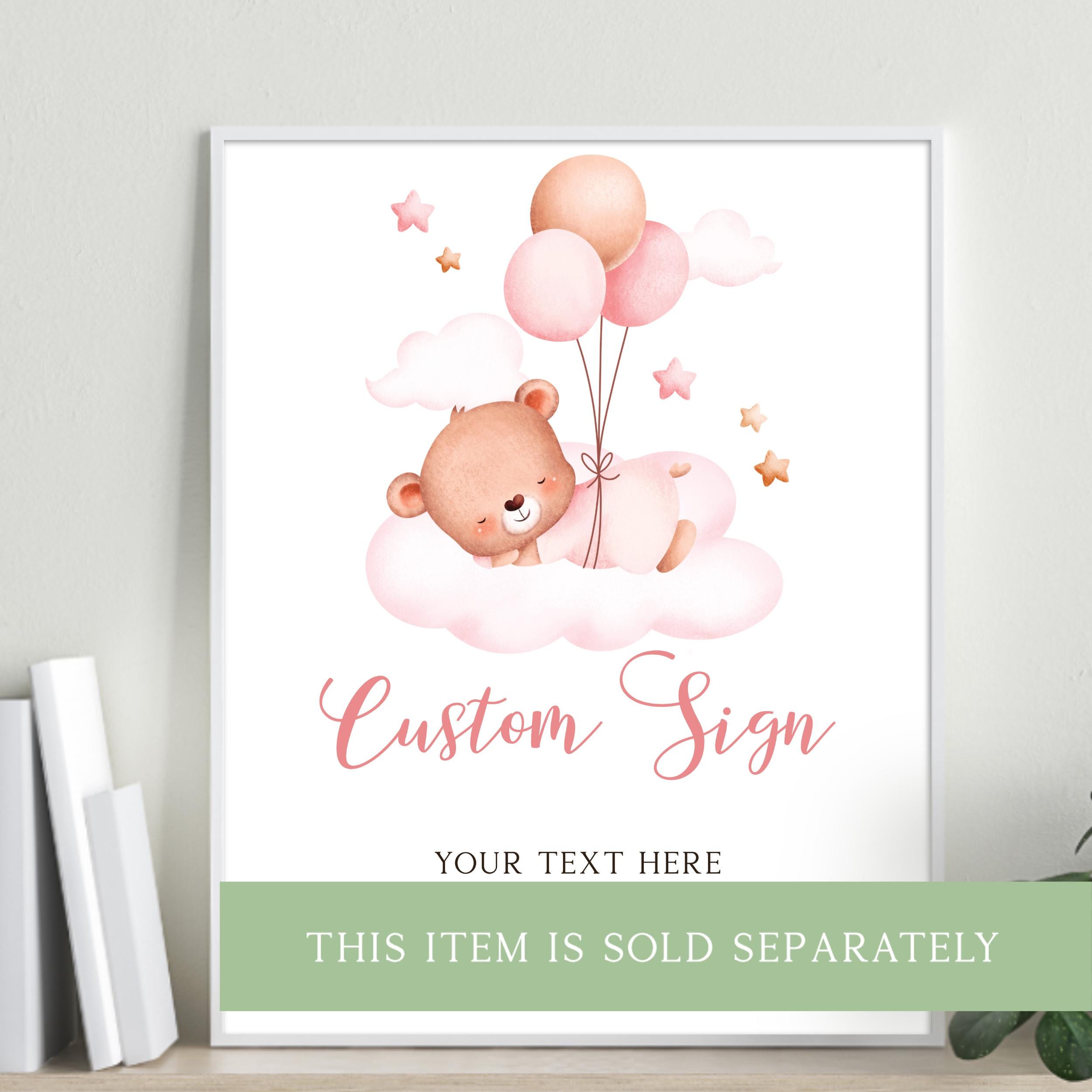 Pink Balloons Baby Shower Invitation, Teddy Bear Baby Girl Invite ...