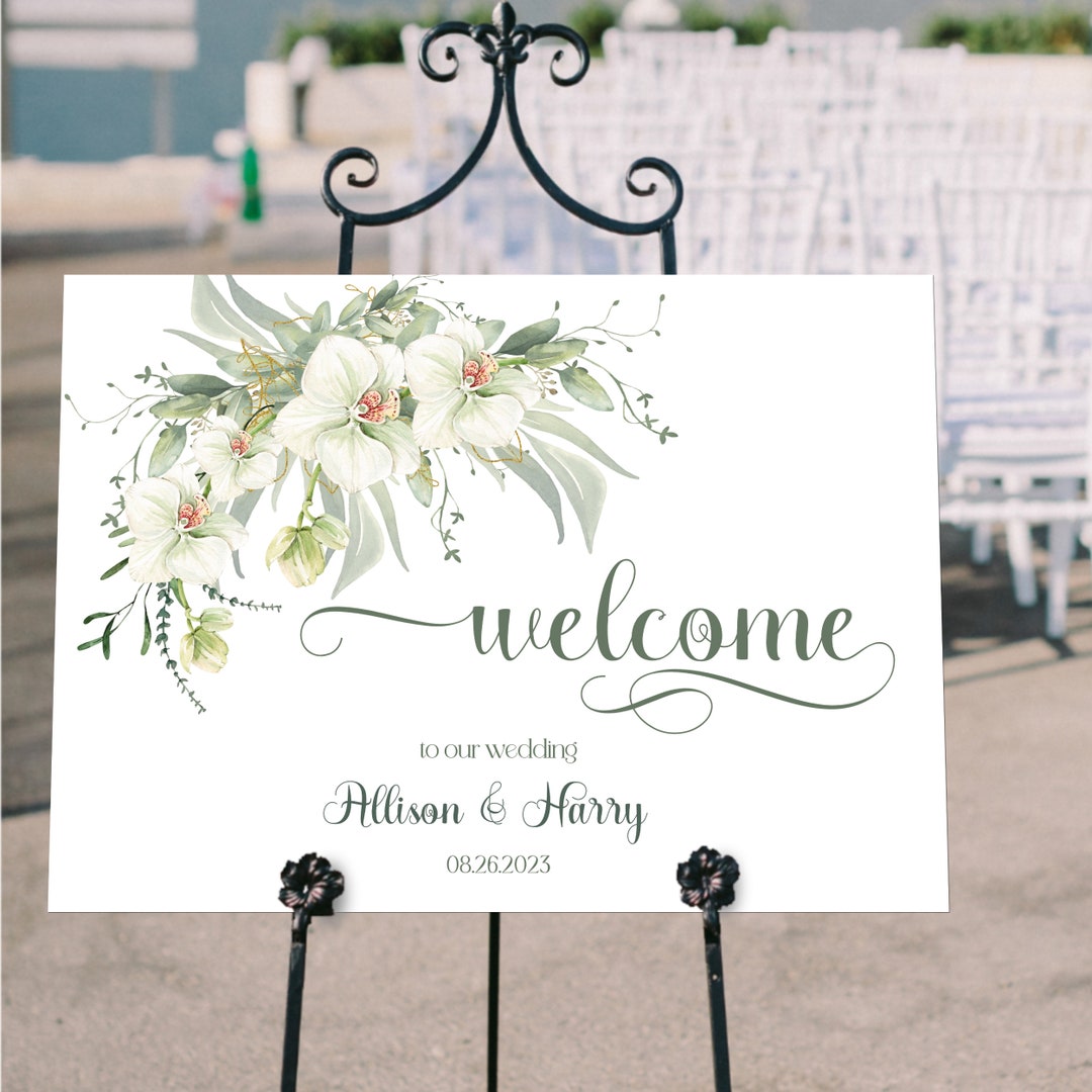 Wedding Welcome Sign, Greenery Welcome Sign Template, Printable Wedding ...