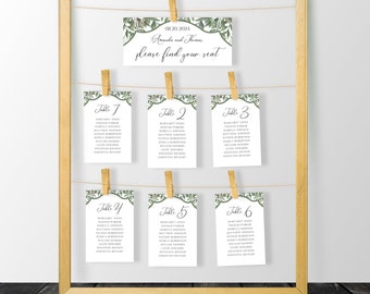 Seating Chart Cards, Seating Cards Template, Wedding Seating Chart, Download Template