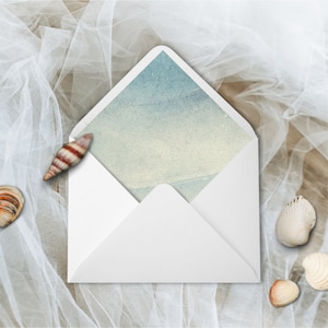 Beach Wedding, Envelope Liner, Envelope Liner Template, Envelope Liner Wedding, Instant Download, Instant Print