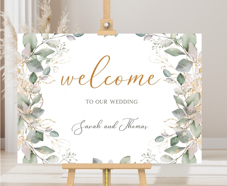 Elegant Printable Wedding Welcome Sign: Customizable Template for ...