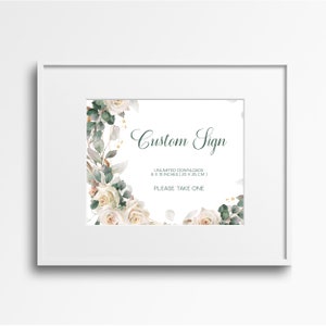 Greenery Wedding Custom Sign with Eucalyptus, Editable Template, W29