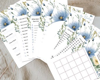 Wildflower Baby Shower Games Bundle: Bingo, Word Scramble Printable Instant Download BS166