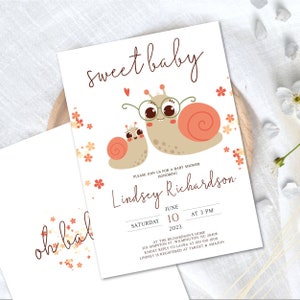 Invitación para baby shower de niña, invitación dulce, invitación floral para baby shower, descarga instantánea