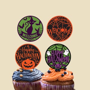 Halloween Cupcake Toppers, Pumpkin Halloween Bats, Baby Shower Cupcake, Instant Print