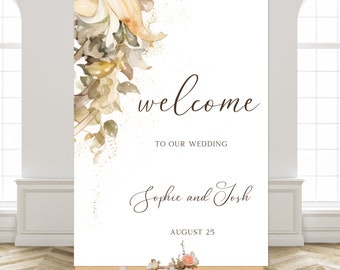 Fall Wedding Signs, Autumn Welcome Sign, Wedding Decorations, Editable Template