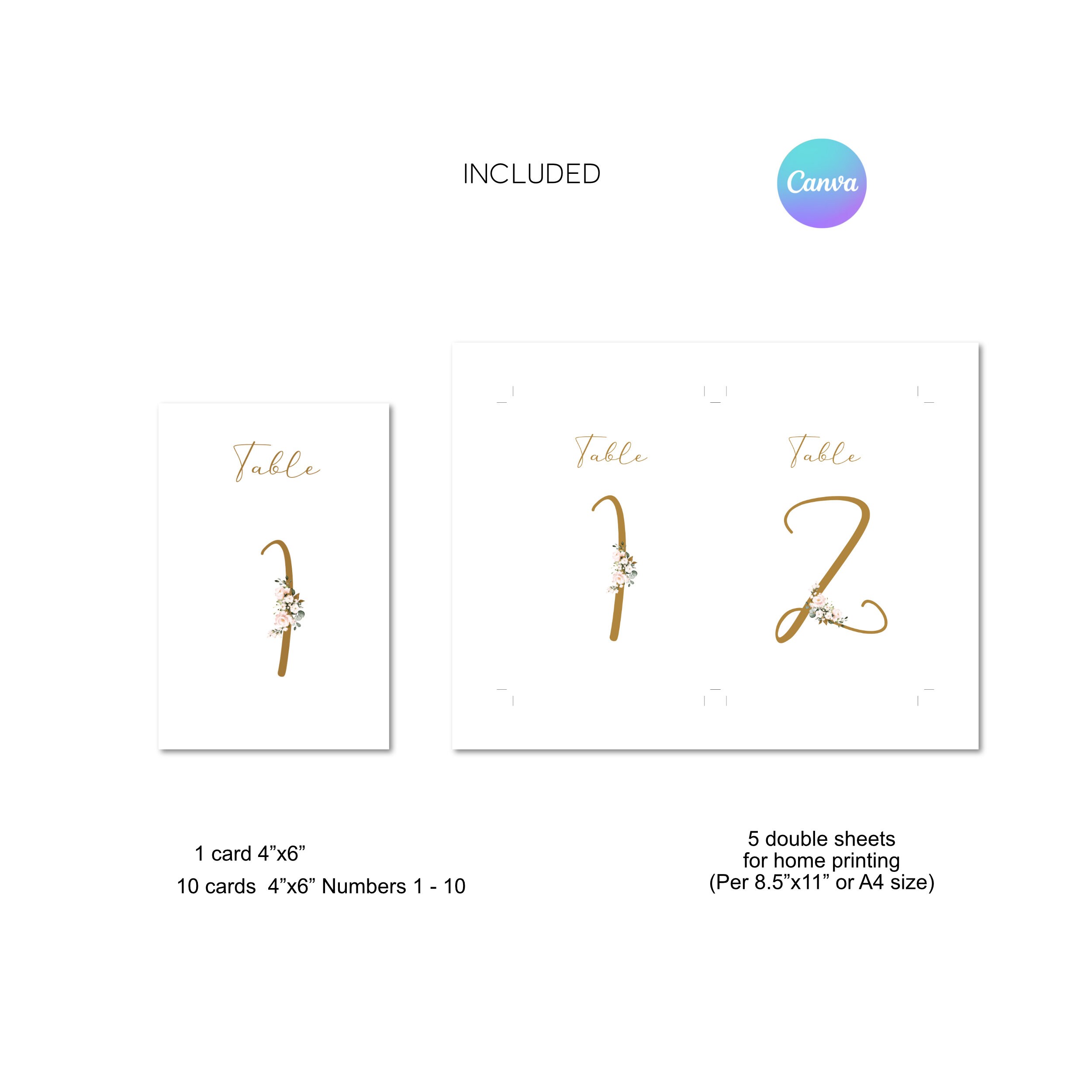 Table Number Template, Printable Table Number, Wedding Table Numbers ...