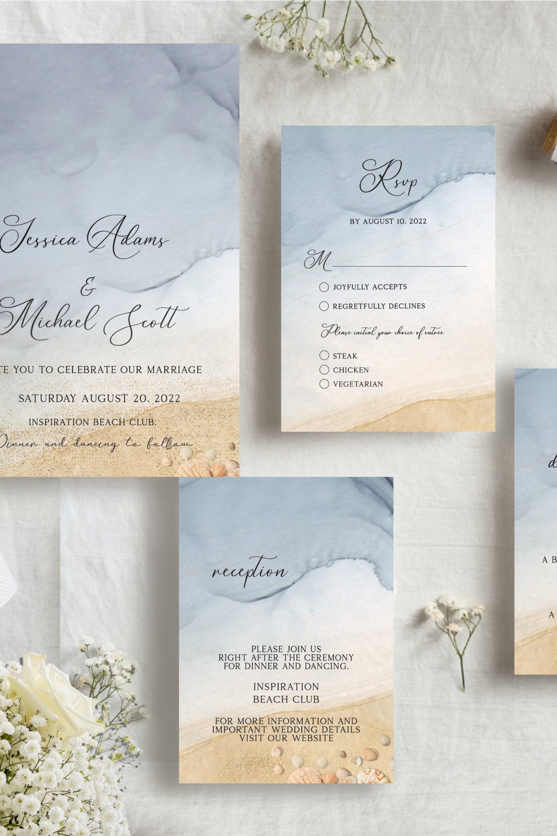 Beach Wedding Invitation, Ocean Wedding Invitation Suite, Wedding ...