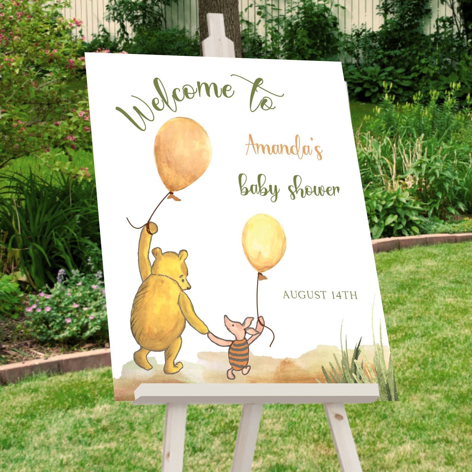 Winnie the Pooh Baby Shower Sign, Pooh Bear Baby Shower Winnie