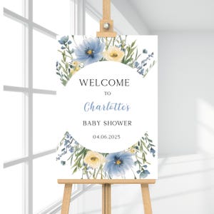 Botanical Baby Shower Welcome Sign: Customizable Wildflower-Themed Printable Decor BS166