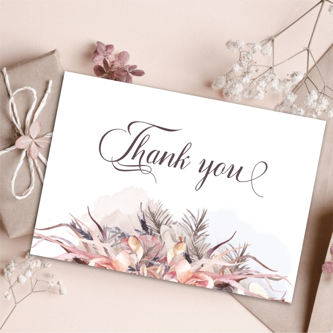 Boho Thank You Card Template Instant Digital Download - Etsy