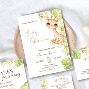 Giraffe Baby Shower Einladung, Editierbare Einladungen Sofortdruck