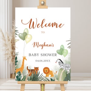 Safari | Baby Shower Welcome Sign, Printable Welcome Sign, Jungle Baby Shower, Editable Template BS87