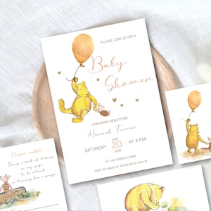 Winnie The Pooh Baby Shower Invitation Suite, Editable Template BS136