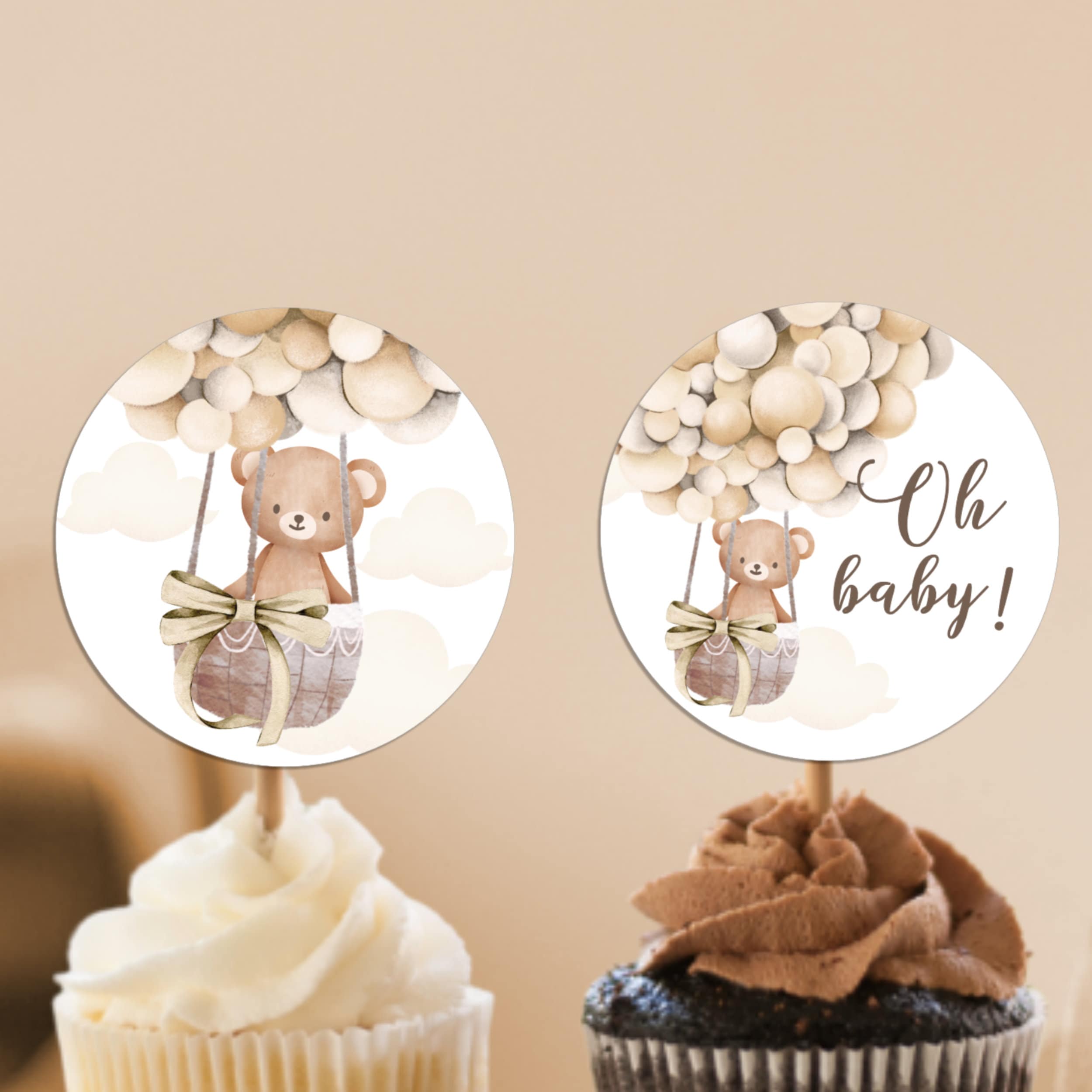 Aazon.co: Otroce 36 PCS Bear Cupcake Toppers, Oon Blue Baby Bear