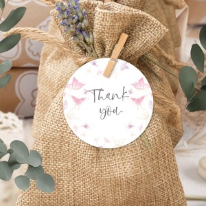 Butterfly Baby Shower Thank You Tag or Sticker Instant Print BS82