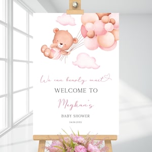 Teddy Bear Baby Shower Welcome Sign, Editable Welcome Sign, Poster Template Digital Download
