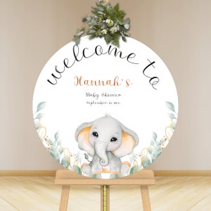 Elephant Baby Shower Welcome Sign, Editable Baby Shower Banner Instant Download