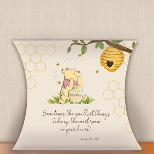 Winnie The Pooh Baby Shower Gift Box, Dusty Pink Balloon Favor Bag BS136
