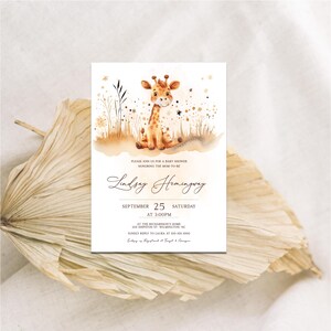 Giraffe Baby-Dusche-Einladung: Digitale Baby-Dusche-Einladung & druckbare Karte, BS25