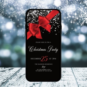 Red and Black Christmas Invite, Template Digital Download