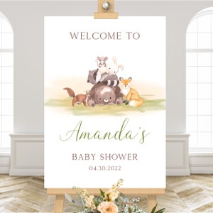 Woodland Baby Shower Welcome Sign, Woodland Baby Shower Decorations, Printable Template, Instant Download, BS102