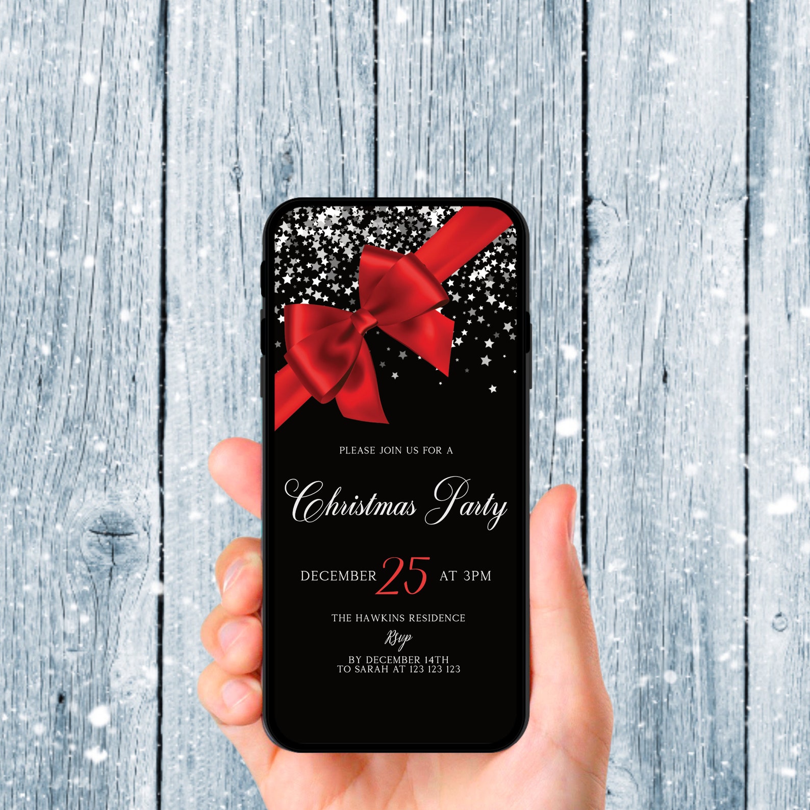 Christmas Party Invitation, Black and Red Invitation Template ...