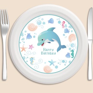 Decorazione per piatti, decorazione per piatti a forma di delfino blu, decorazione per feste di compleanno, download immediato, BIR6