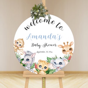 Jungle Baby Shower Welcome Sign, Editable Welcome Banner, Safari Baby Shower Sign Digital Download