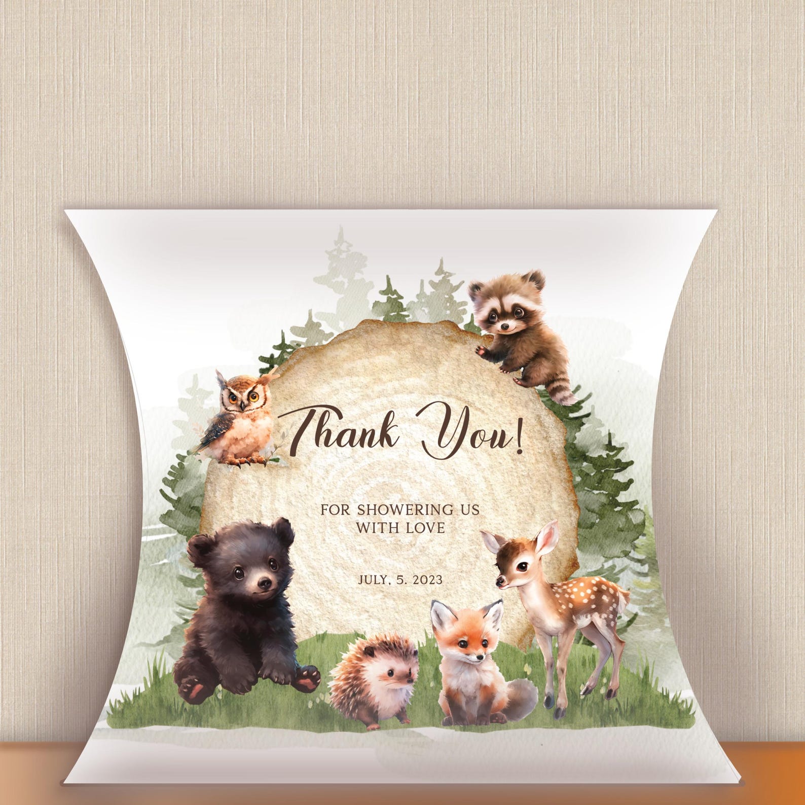 Woodland Baby Shower Gift Bag Forest Animals Bear Editable Text Party ...