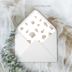 Beach Wedding Envelope Liner with Shells Instant Print