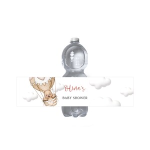 Bear Balloon Bottle Label, Baby Shower Bottle Stickers Instant Print, BS81