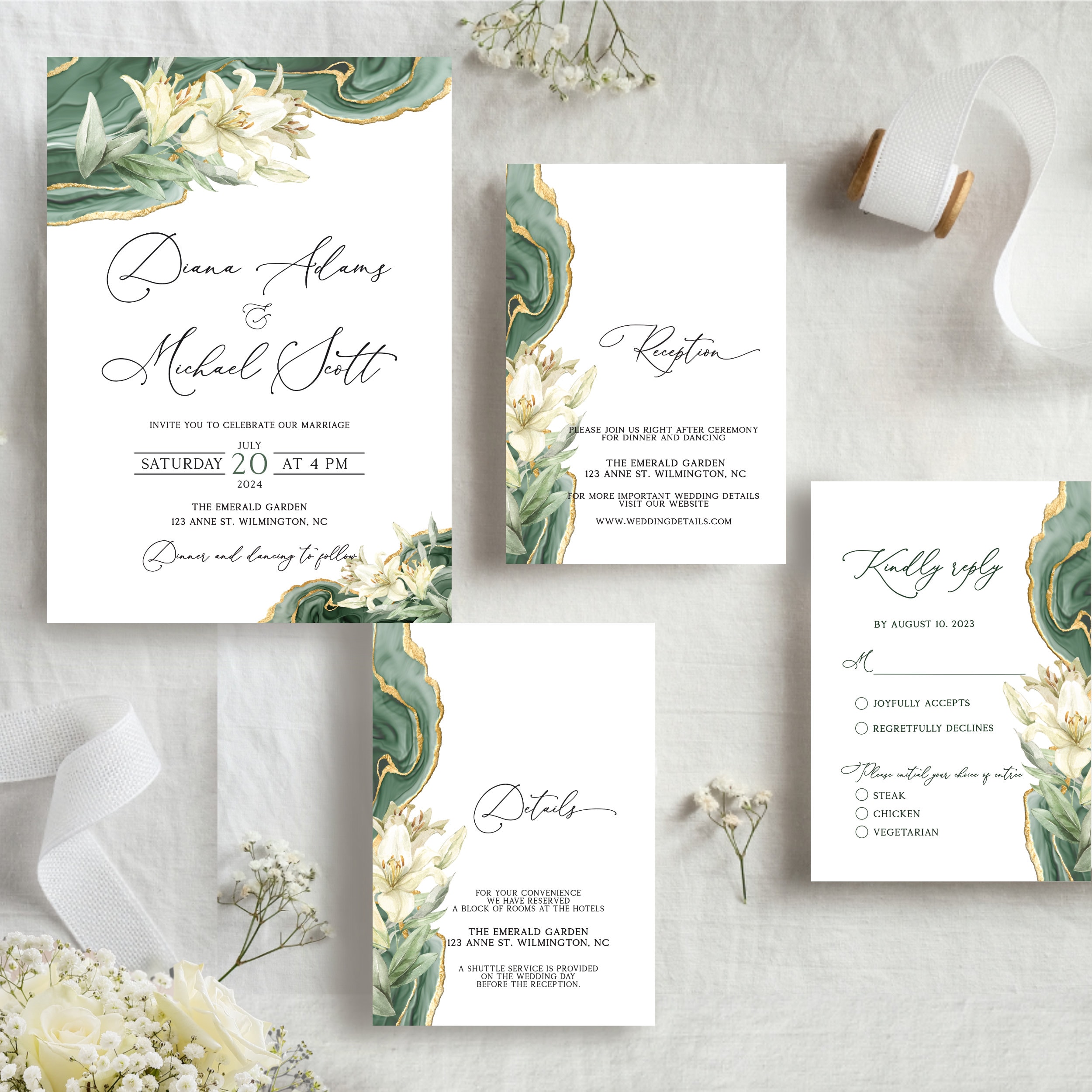 Invitación de boda verde esmeralda (plantilla imprimible, descarga digital)  - Etsy México, image size:2500x2500