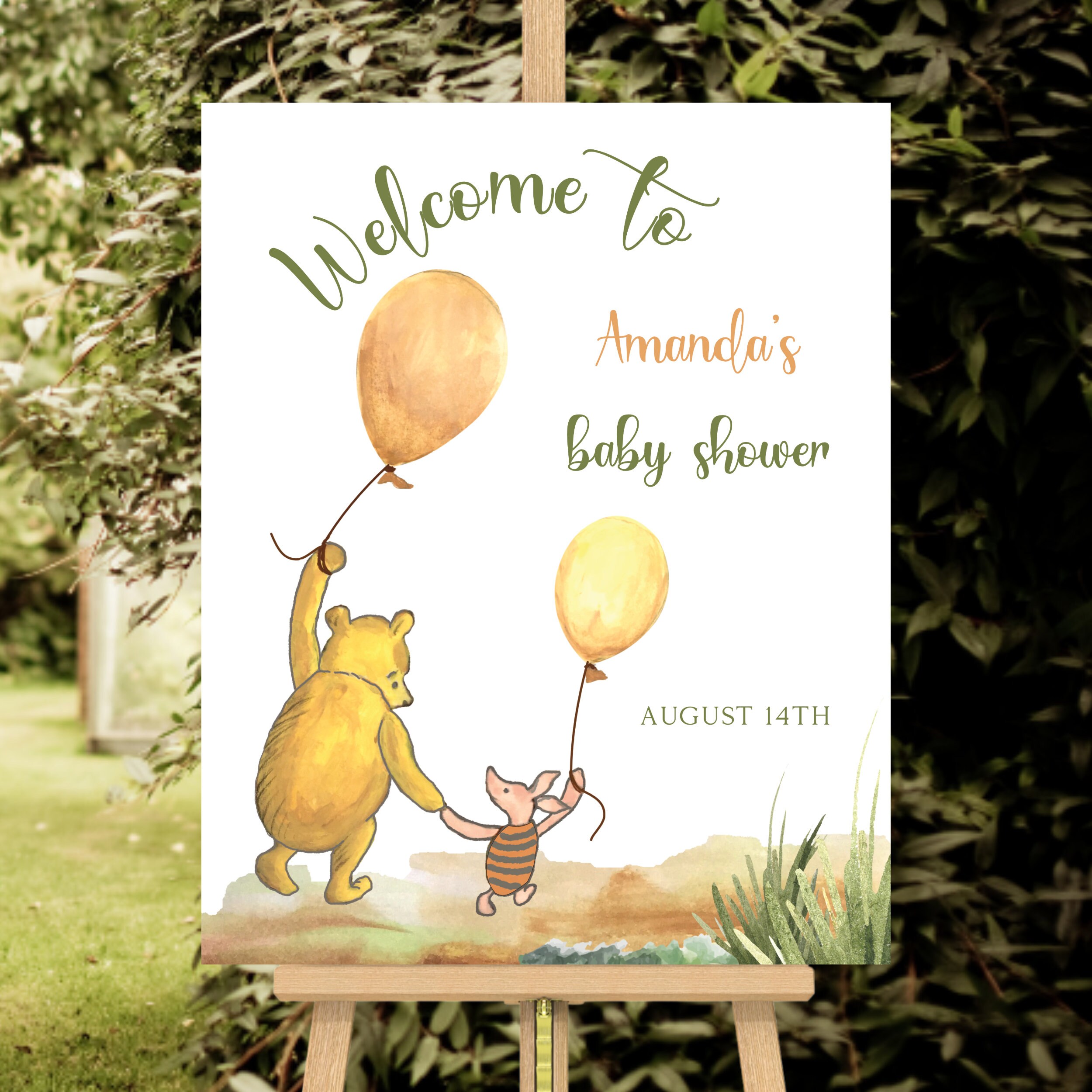 Winnie the Pooh Baby Shower Sign, Pooh Bear Baby Shower Winnie