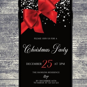 Christmas Party Invitation, Black and Red Invitation Template ...