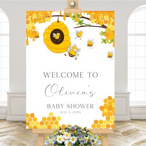 Abeja | Letrero de bienvenida para baby shower, letrero de bienvenida editable, plantilla de letrero para baby shower