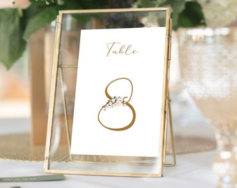 Table Number Template, Printable Wedding Table Numbers Download