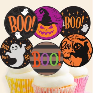 Halloween Cupcake Toppers, Pumpkin Halloween Bats, Baby Shower Cupcake, Instant Print