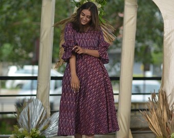 Green Fish Print Dress Nursing Friendly 