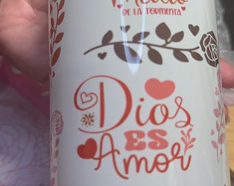 Dios es amor Vaso de 16oz/ Spanish Believer’s glass can cup/ Spanish Bible scripture Cup