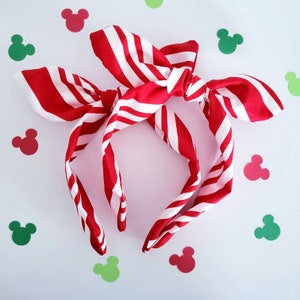Candy Cane Headband / peppermint bow Lightweight Christmas Bow / knotted bow One size fits most / Peppermint headband - Ready to ship