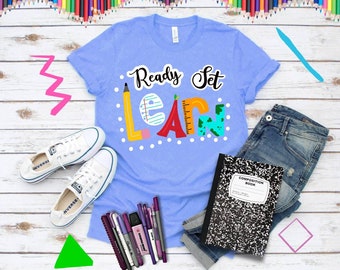 READY set Learn - Back to school shirt / Elementary School tshirt / Kindergarten shirt