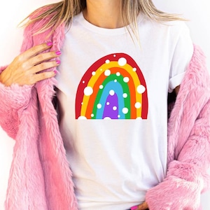 Whimsical rainbow shirt / Dotted funky rainbow shirt / Spring Unisex T-Shirt