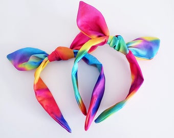 Paint bow art headband Water color paint Headband / Festival of the Arts / Artsy Knotty Bow / knotted bow One size fits most